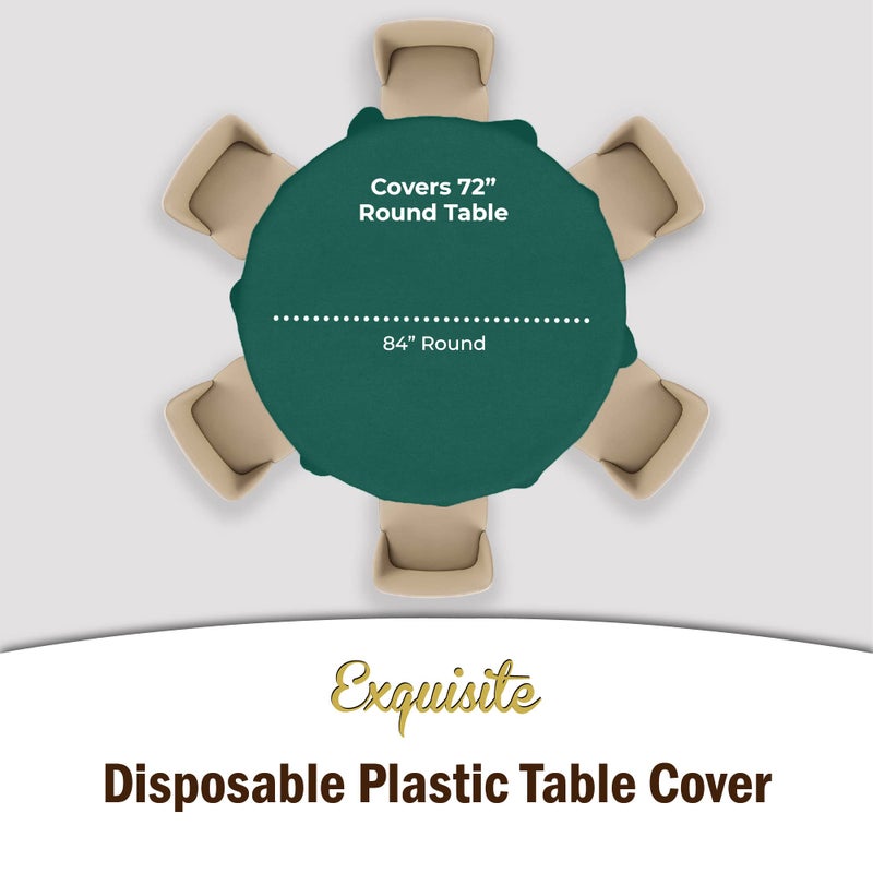 Exquisite 12-Pack Premium Plastic 84-Inch Round Tablecloth - Dark Green - Image 4